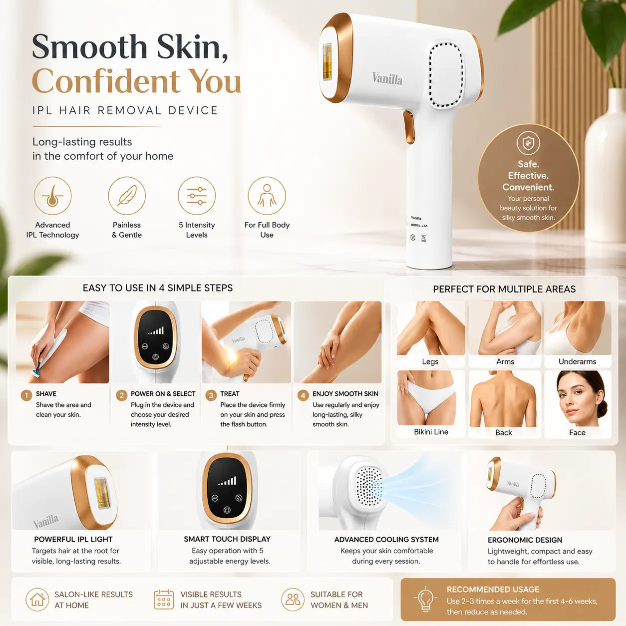 Vanilla IPL Hair Removal Device