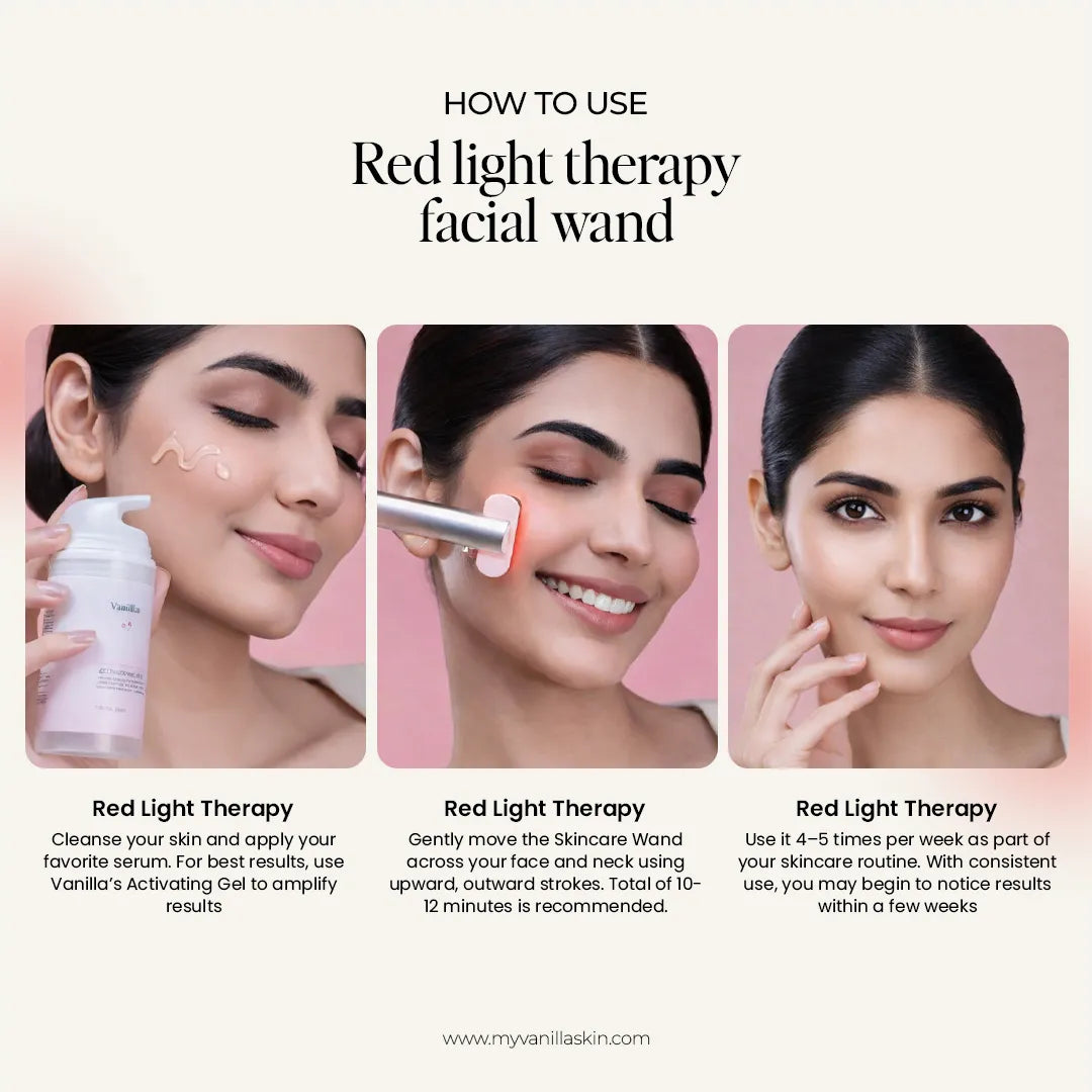 Red light therapy facial wand