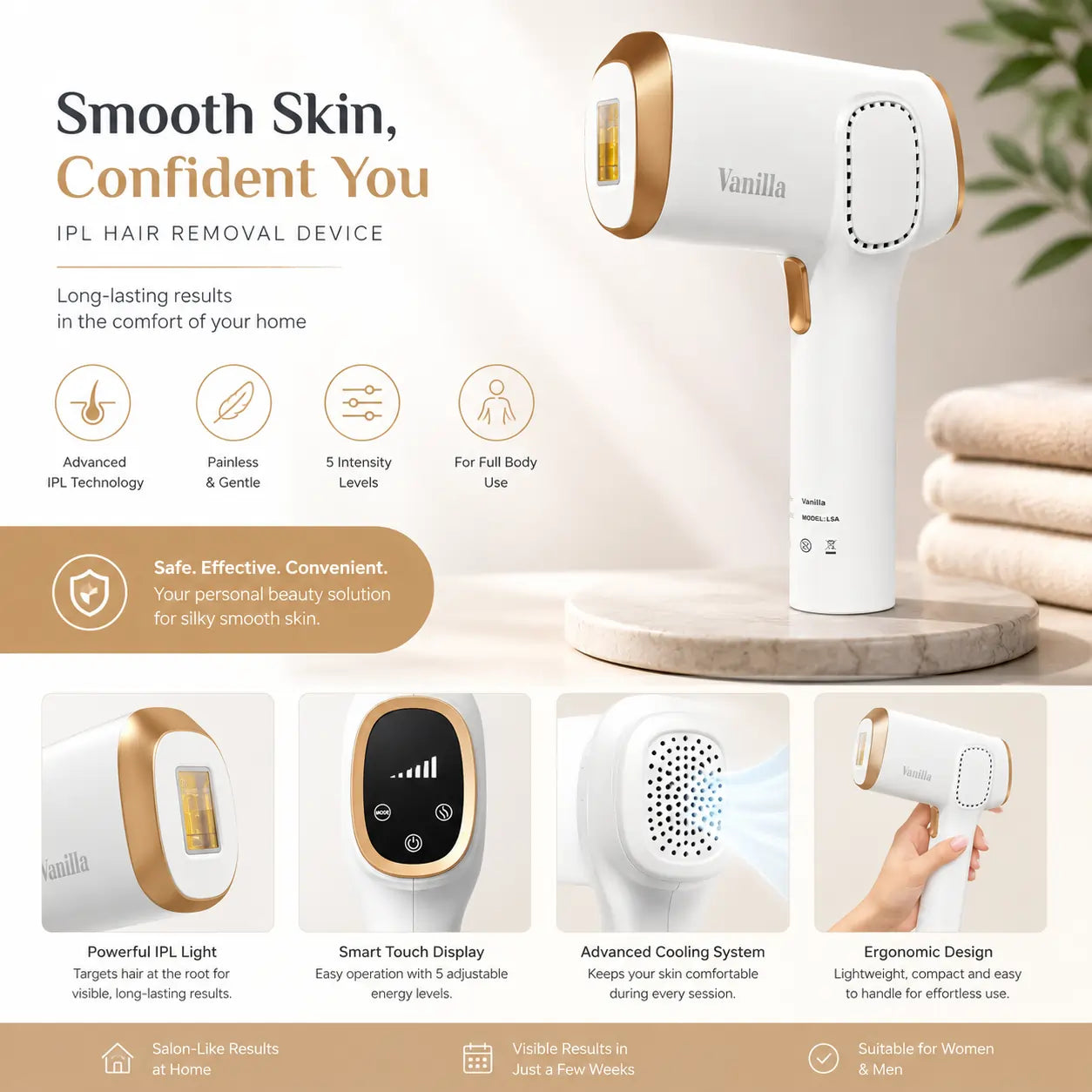 Vanilla IPL Hair Removal Device